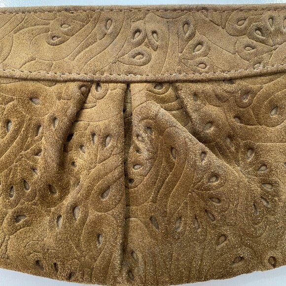 Lauren Merkin Brown Suede Leather Cutout Design Clutch w/Dustbag - Picture 2 of 7